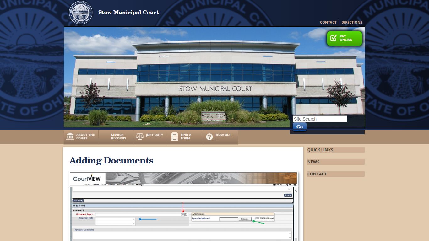 Adding Documents : Stow Municipal Court